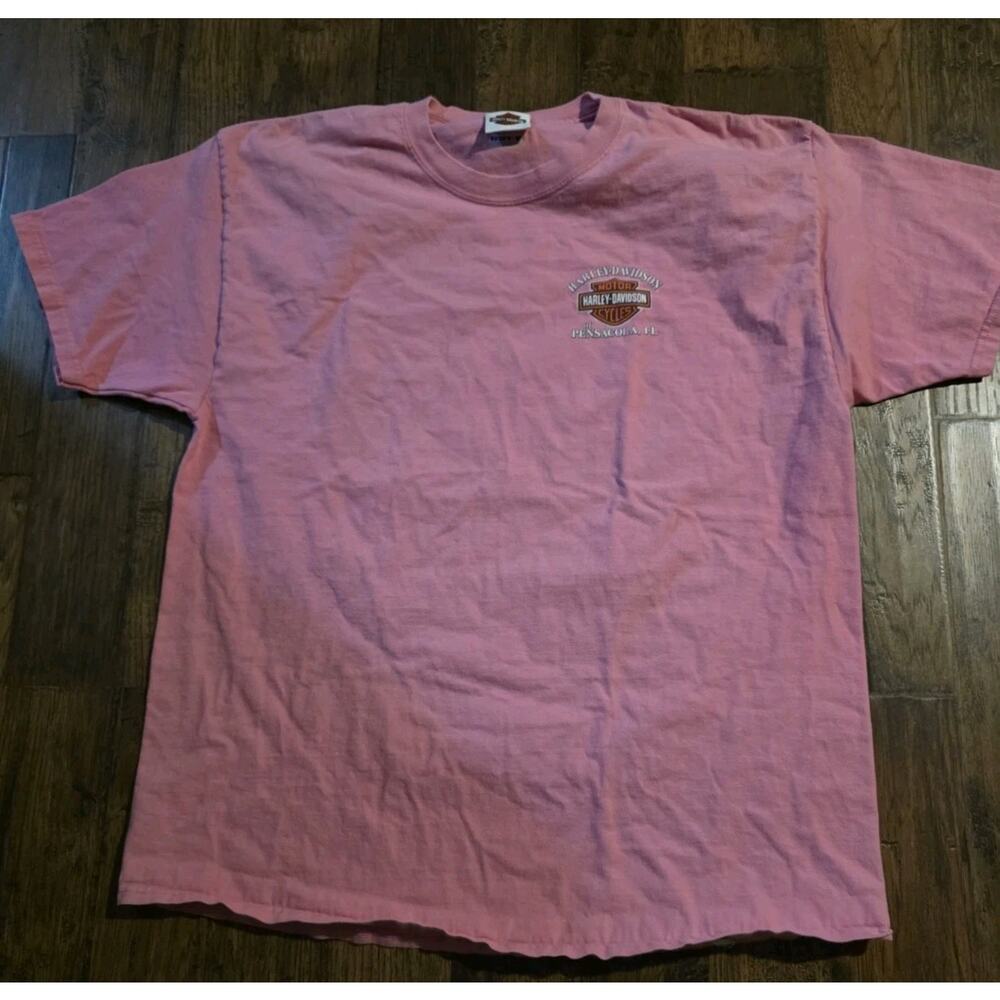 Vtg Harley Davidson Pink T Shirt Pensicola FL Womens Size XL 46-48